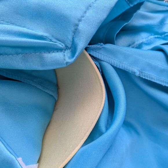 Silk Prom Dress Maxi Gown 10 Blue Vintage Y2K Fairy Glam Bead Princess Slit Bead - Picture 11 of 15